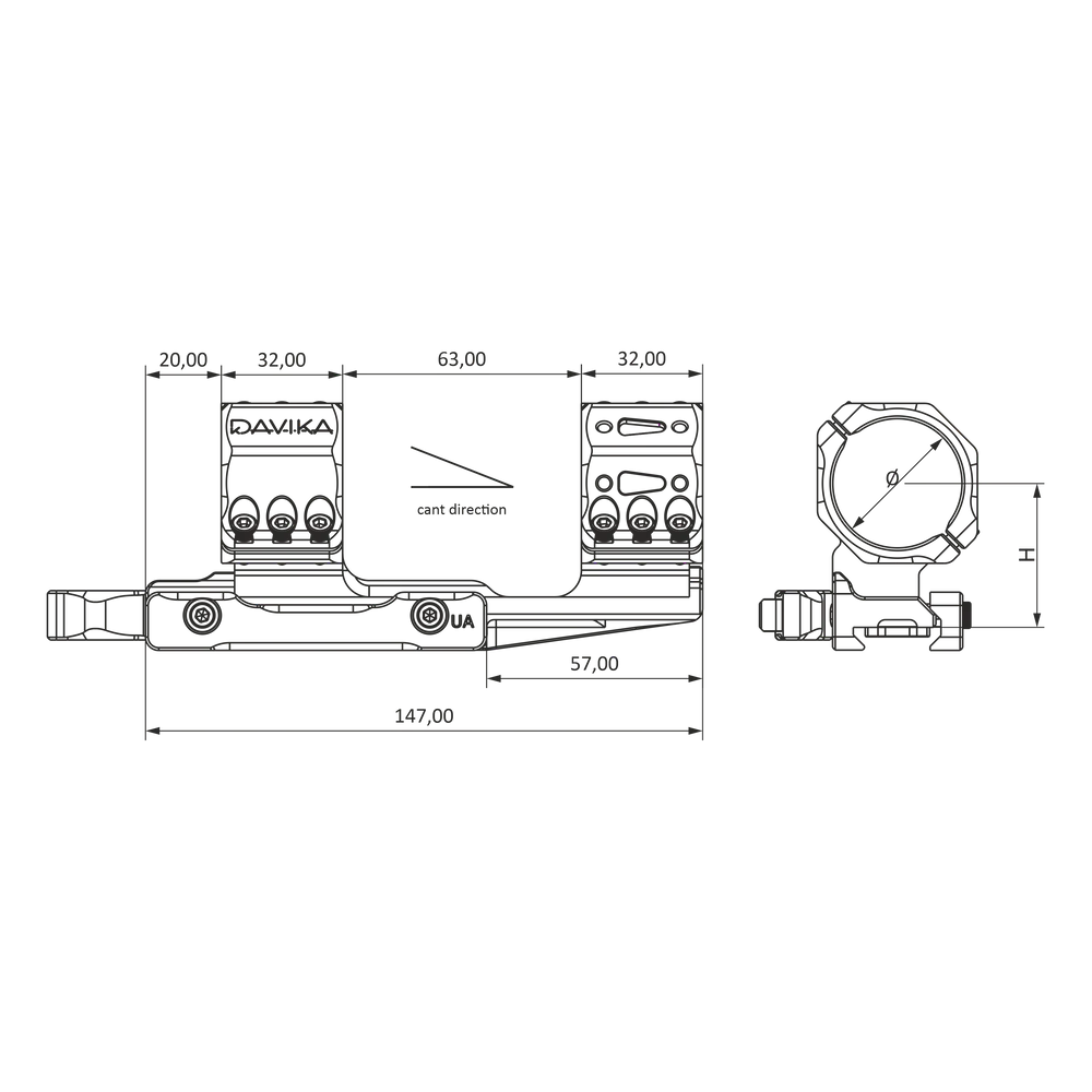 34mm montaż do lunety cantilever | szyna Picatinny QD Ergo base