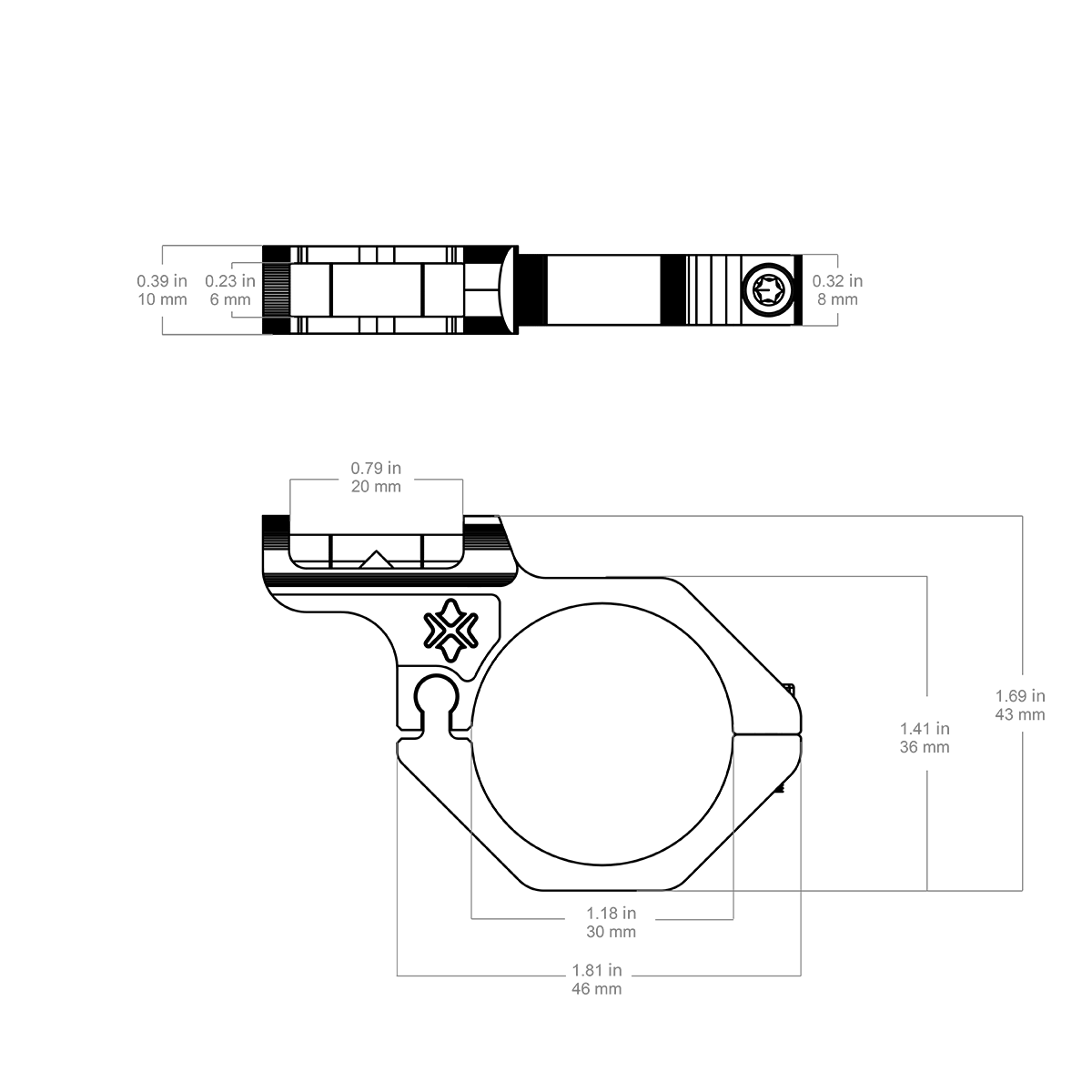Poziomica pęcherzykowa z przesunięciem 30 mm dla luneta celownicza