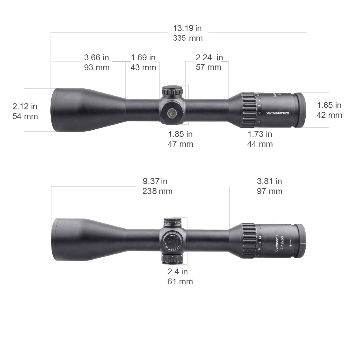 Vector Optics Continental 2-12x50 SFP luneta celownicza