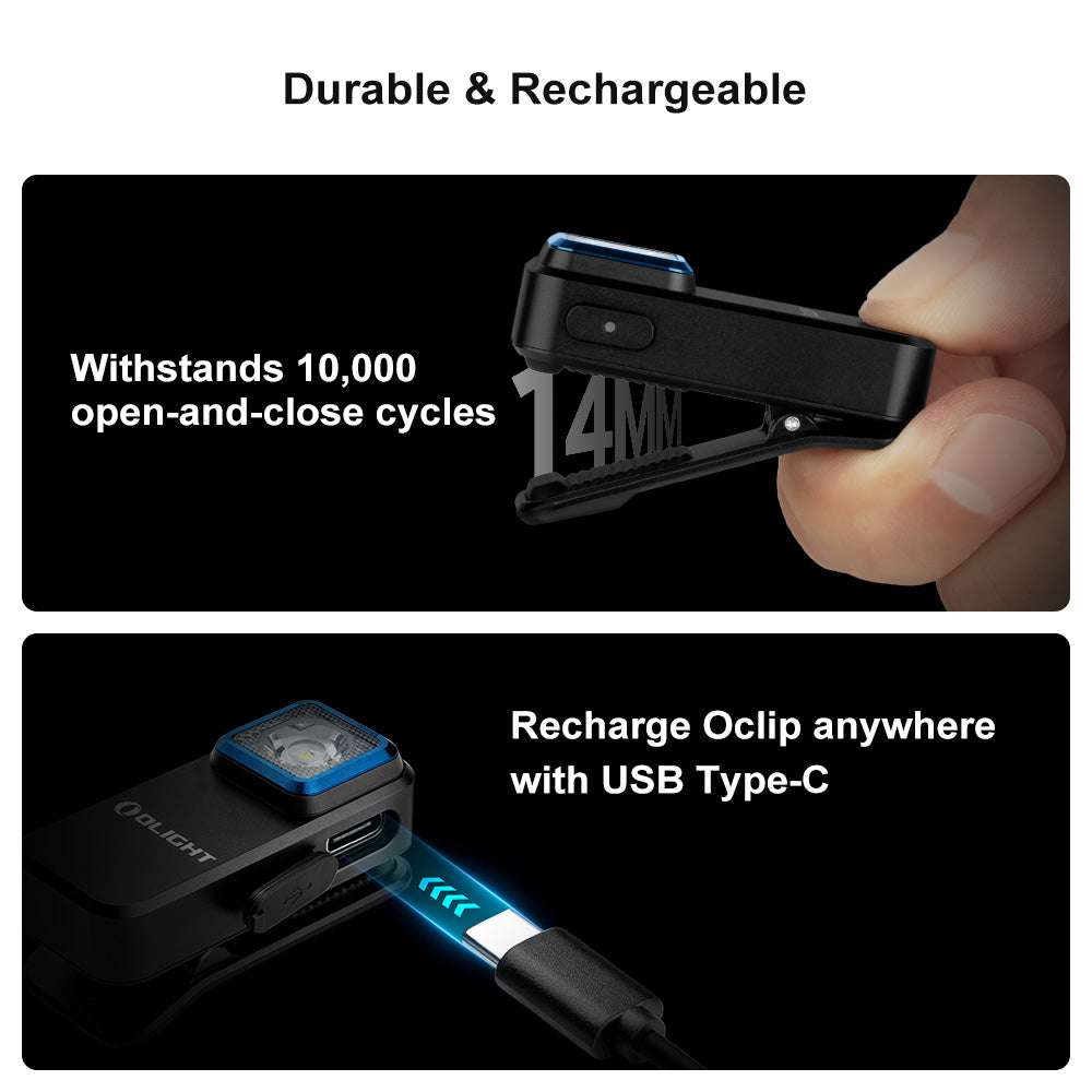 Olight Oclip | ładowana akumulatorowo lampka EDC z klipsem | 300 lm - Black