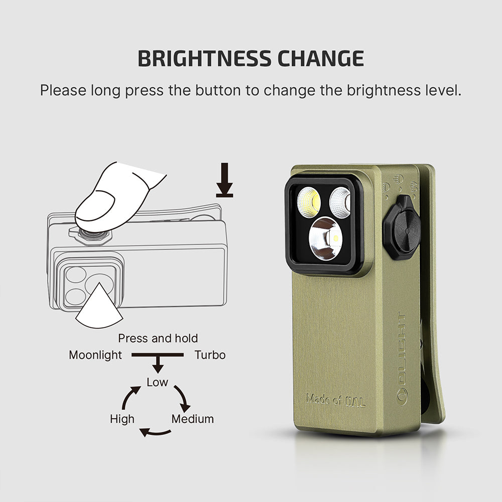 Olight Oclip Ultra | 3-w-1 przypinana latarka EDC | 530 lm - Olive Green