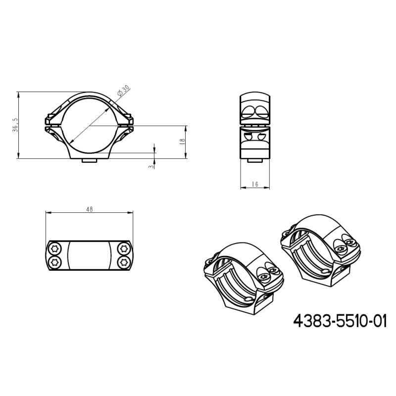 30 mm montaże lunet | krótka baza Picatinny QD Ergo 