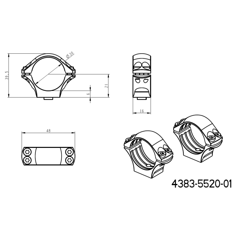 30 mm montaże lunet | krótka baza Picatinny QD Ergo 