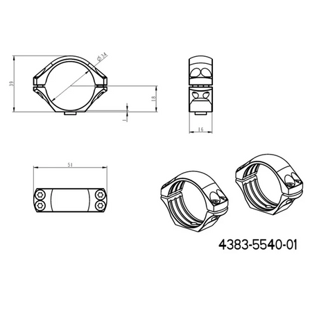 34mm montaże lunet | długa taktyczna baza Picatinny QD 