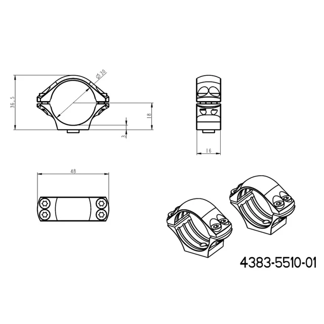 30mm montaże lunet | długa baza taktyczna Picatinny QD 