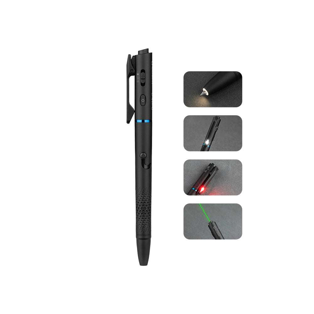 Olight O’Pen 3 | wielofunkcyjna latarka w formie długopisu | 120 lm + zielony laser - Czarny